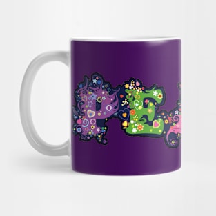 Peace word in colorful letters and flowers Mug